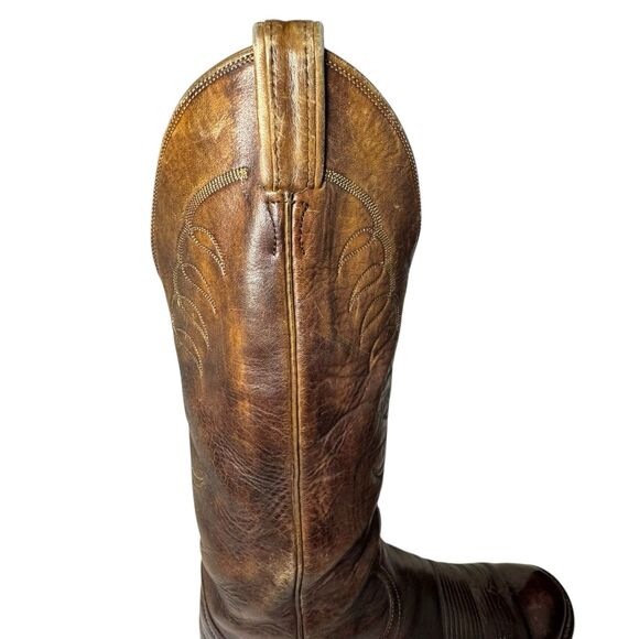Vintage Brown Leather Black Label Tony Lama Cowboy Boots Men\'s Size 9 main image 6